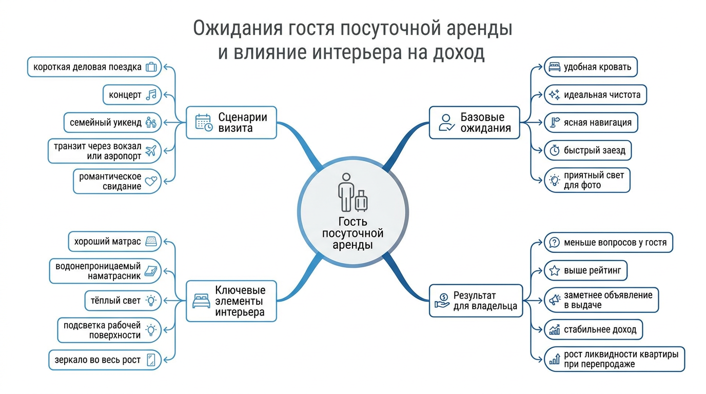 Кто такой гость посуточной аренды и чего он ждёт от интерьера
